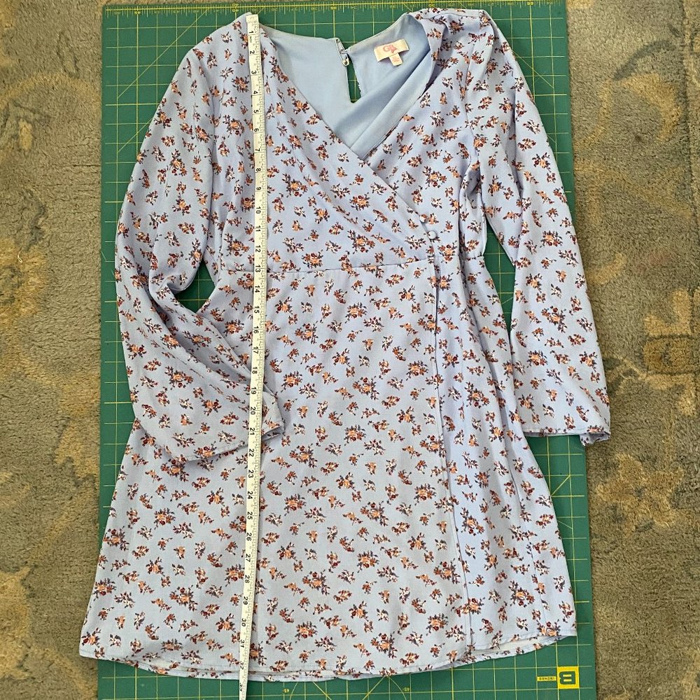Dillard's Gianni Bini Blue Floral Wrap Dress Size XS